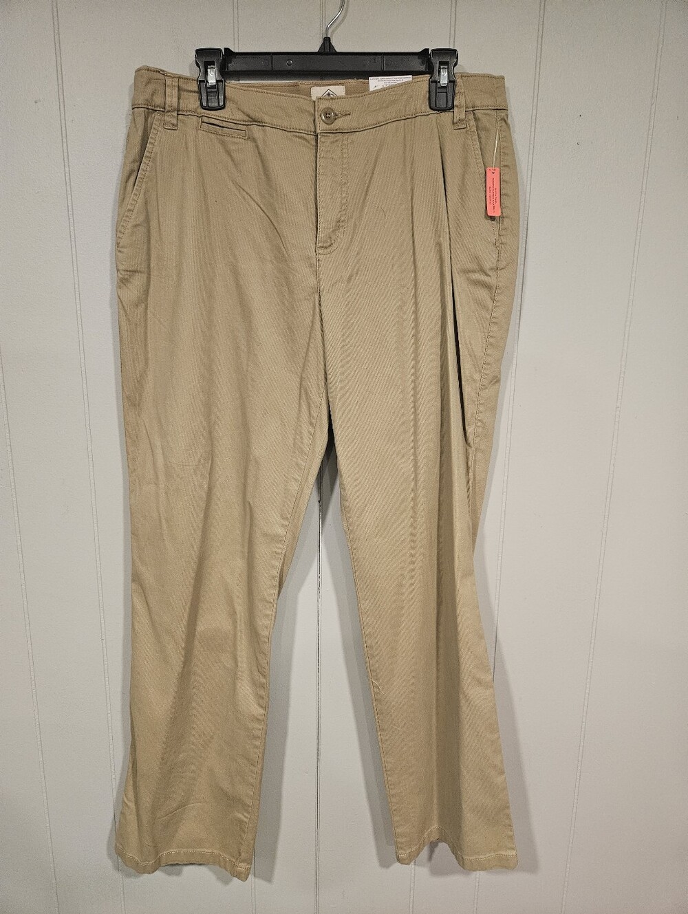 St. Johns Bay Secretly Slender Tan  Womens 14 Straight Leg 34x32 Khaki Pants NWT